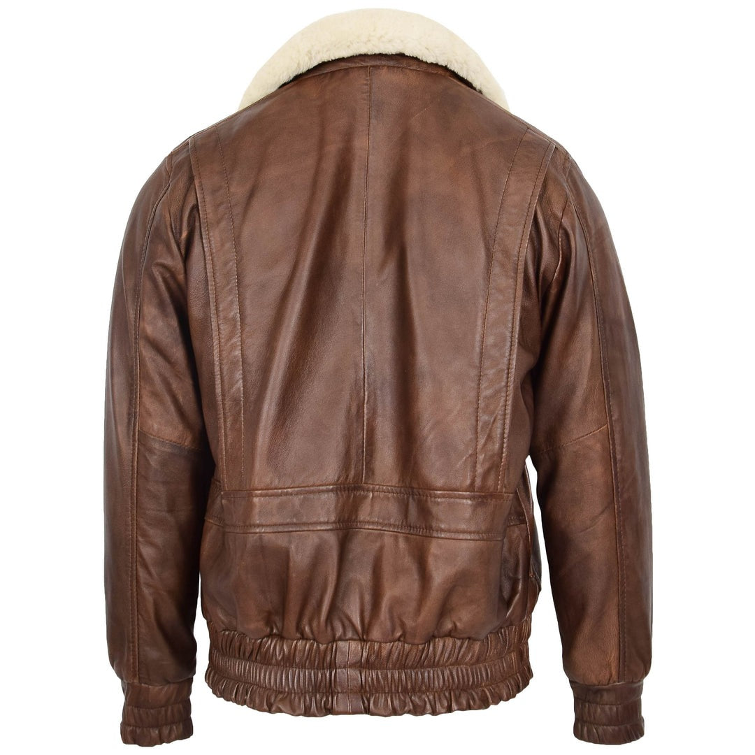 Mens Leather Bomber Jacket G-1 Aviator Style Cooper Brown - Image 2