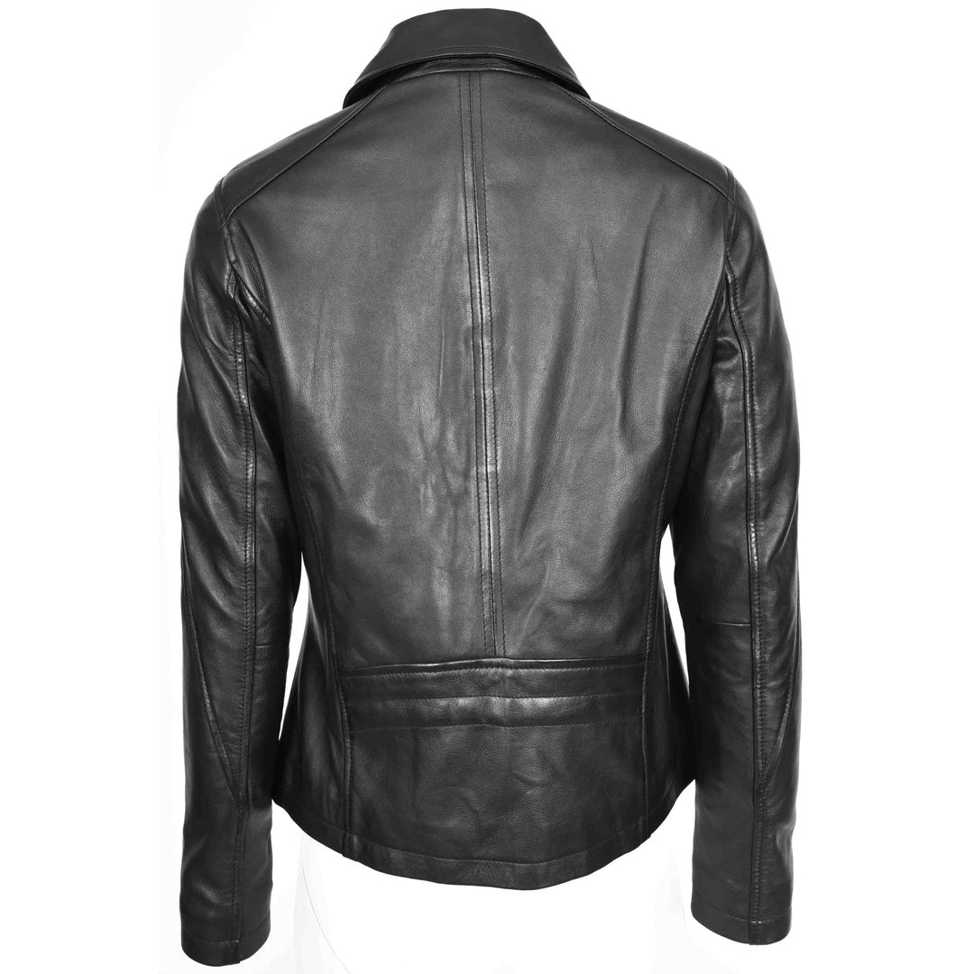 Womens Real Leather Classic Jacket Zip Box Style Camila Black - Image 2