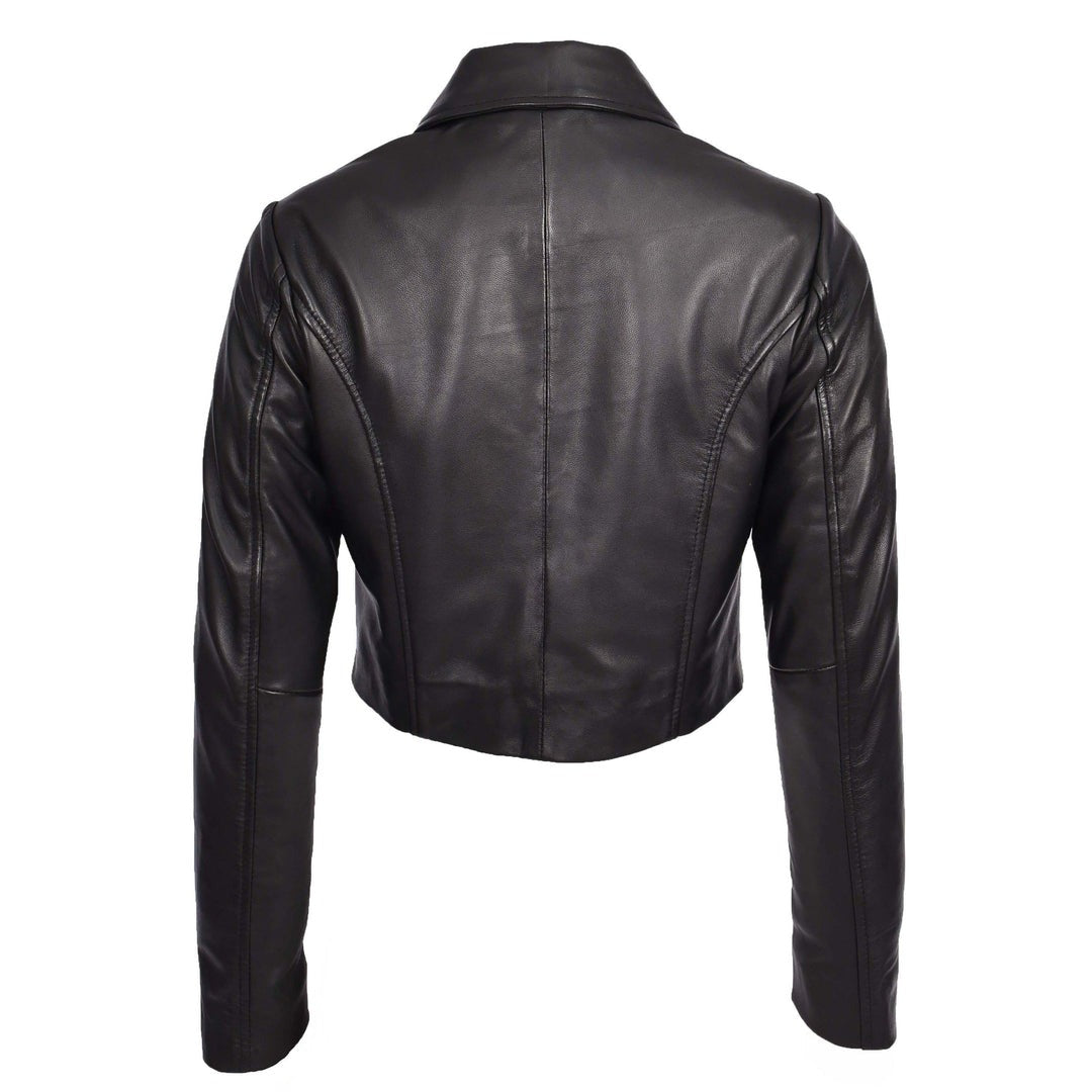 Womens Real Leather Cropped Bustier Bolero Jacket Cleo Black - Image 2