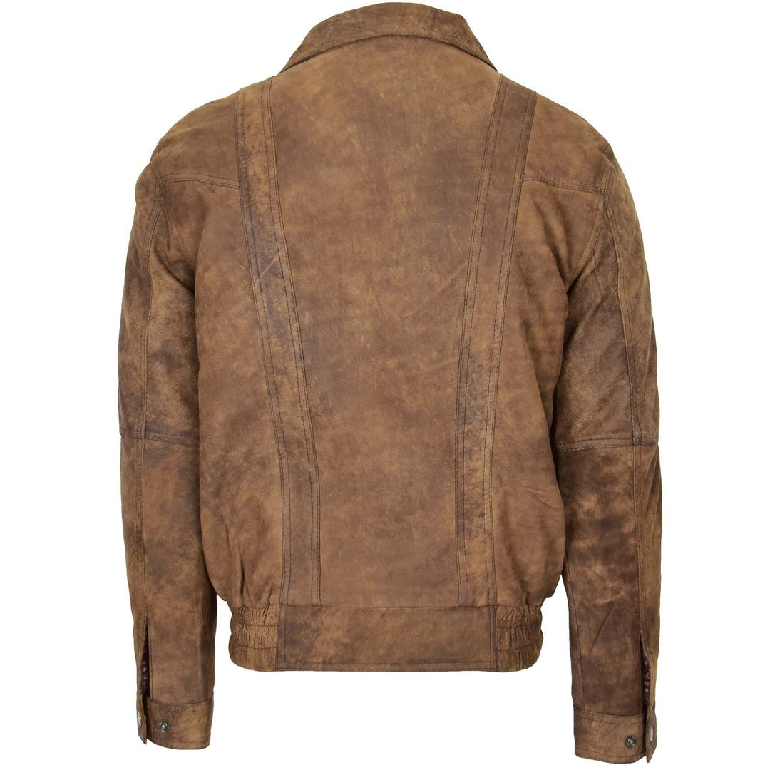 Mens Leather Bomber Blouson Jacket Robert Brown - Image 2