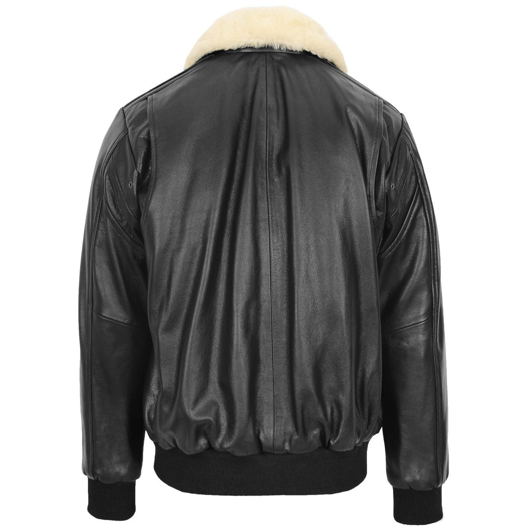 Mens Leather Bomber Jacket G-1 Aviator Style Jarrod Black - Image 2