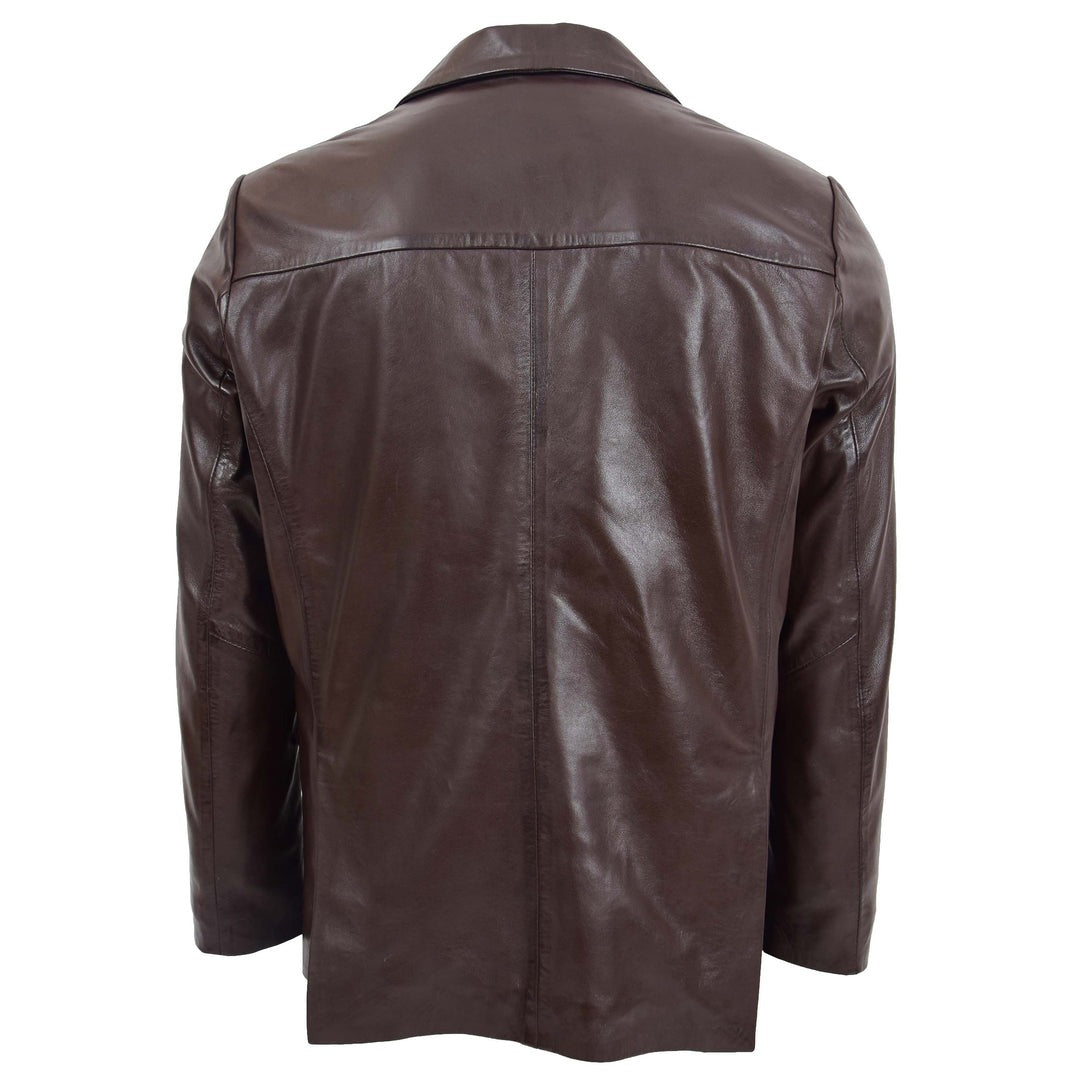Mens Leather Blazer Two Button Jacket Zavi Brown - Image 2