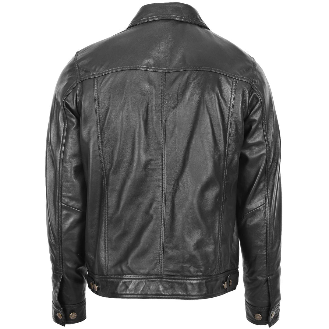 Mens Leather Lee Rider Casual Jacket Terry Black - Image 2