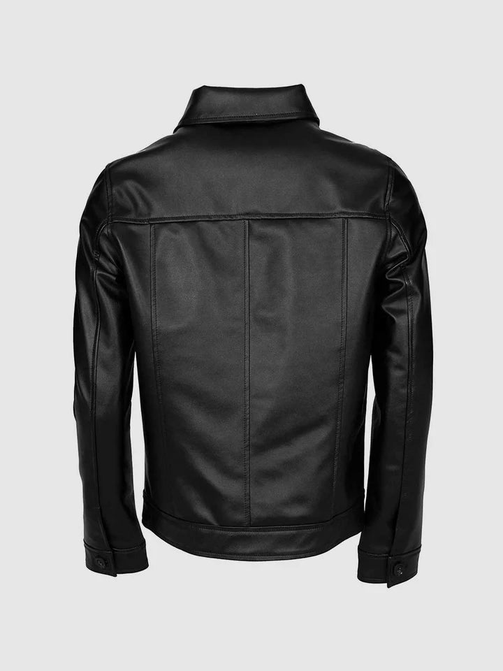 Button Closure Leather Jacket - Image 2