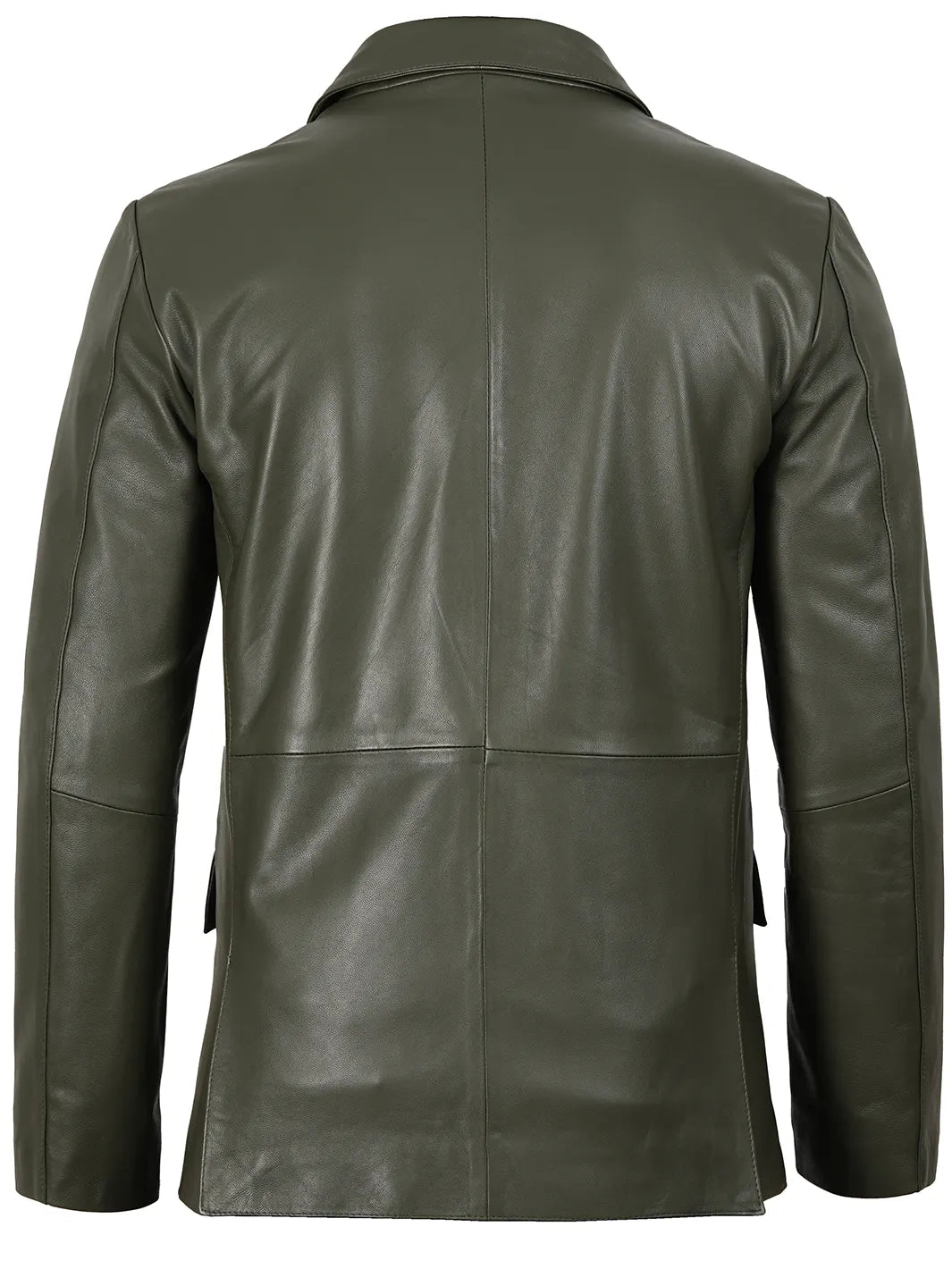 Men's Dark Green Real Leather Blazer - Image 2