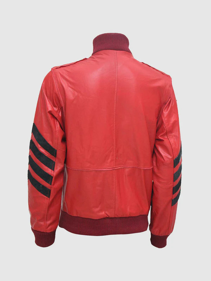 Maroon Military Bomber Jacket - Image 2
