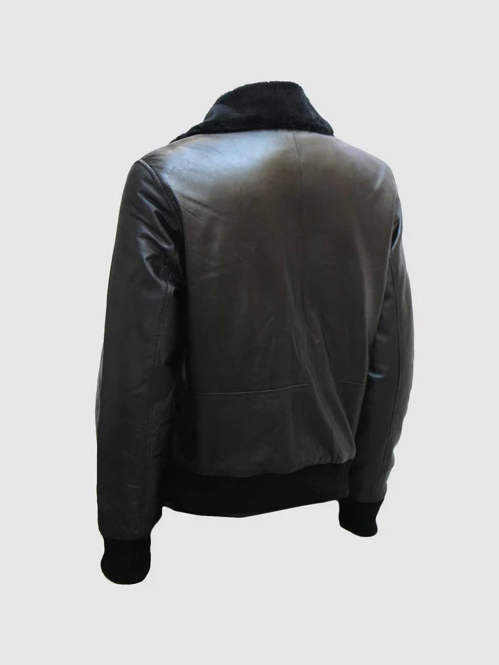 Leather Jacket with Fur Collar - Image 2