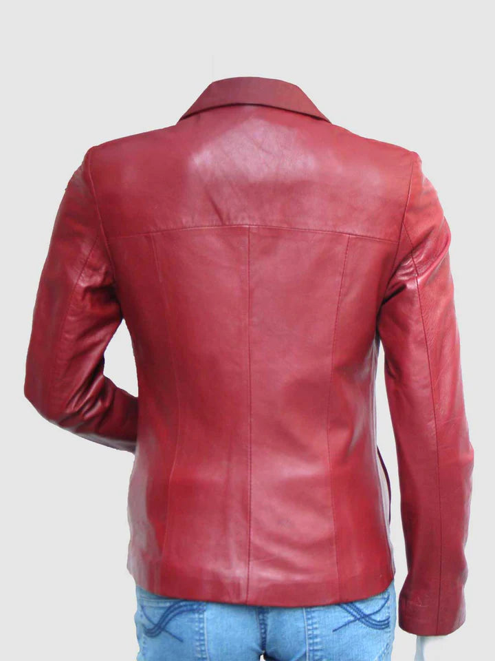 Vintage Maroon Leather Jacket - Image 2