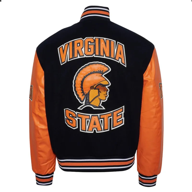 Virginia State University Black and Orange Varsity Jacket - Image 2