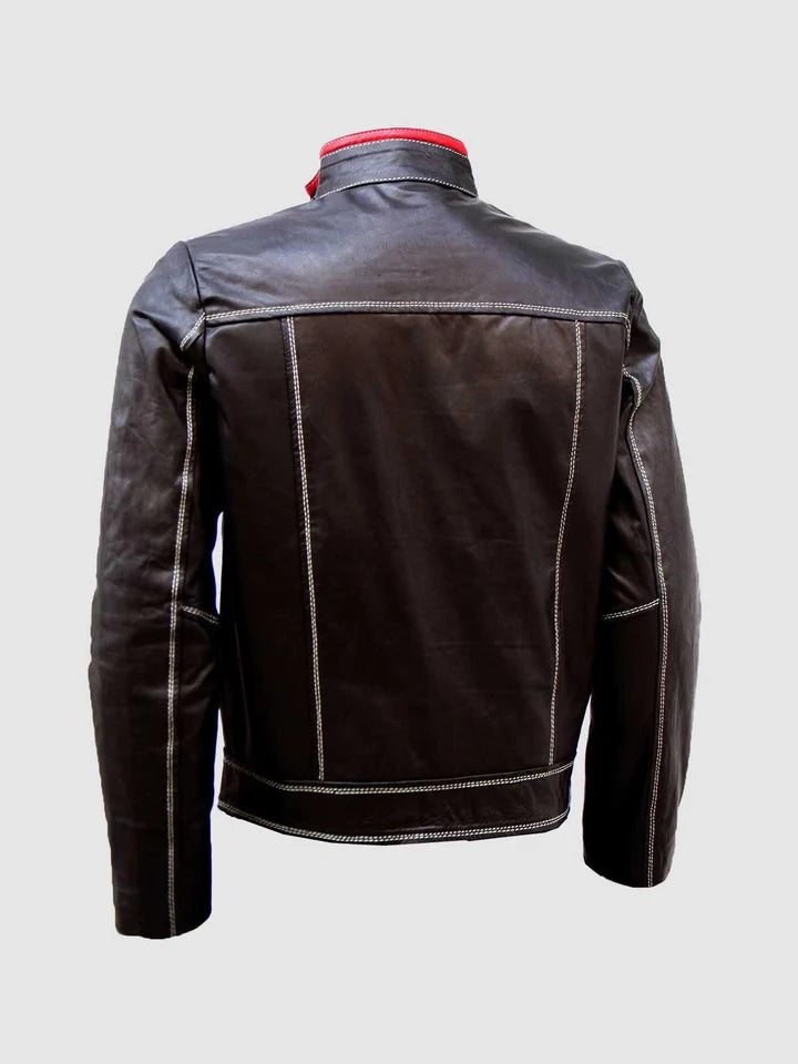 Classic Leather Racer Jacket - Image 2