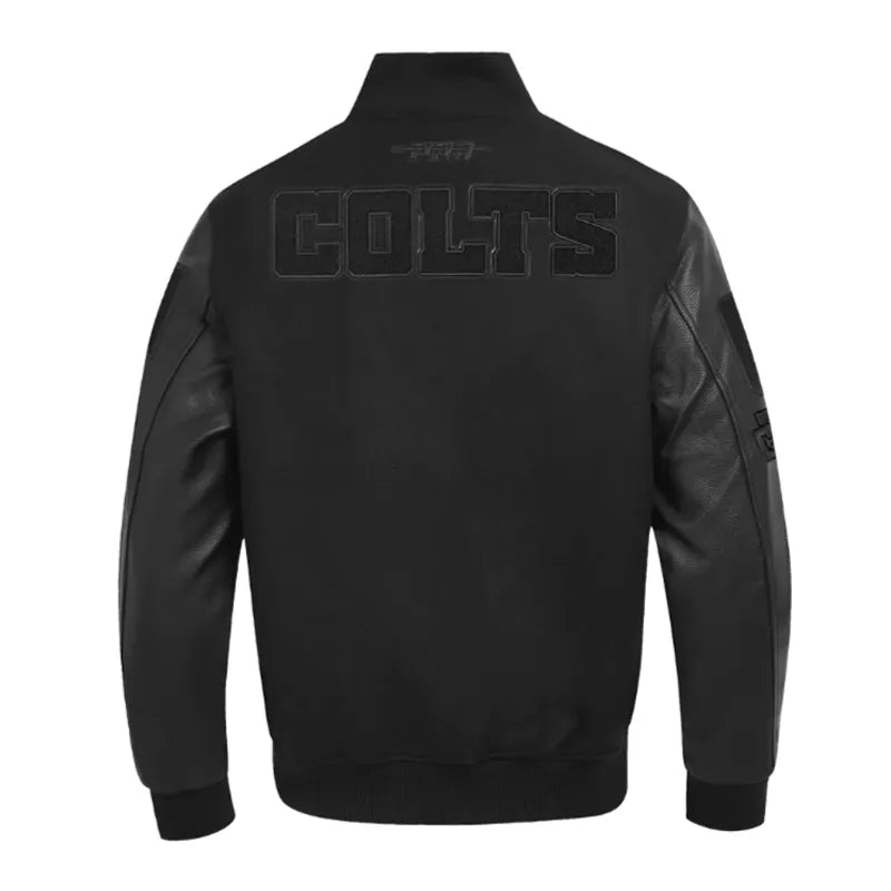 Indianapolis Colts Triple Black Varsity Wool-Leather Jacket - Image 2