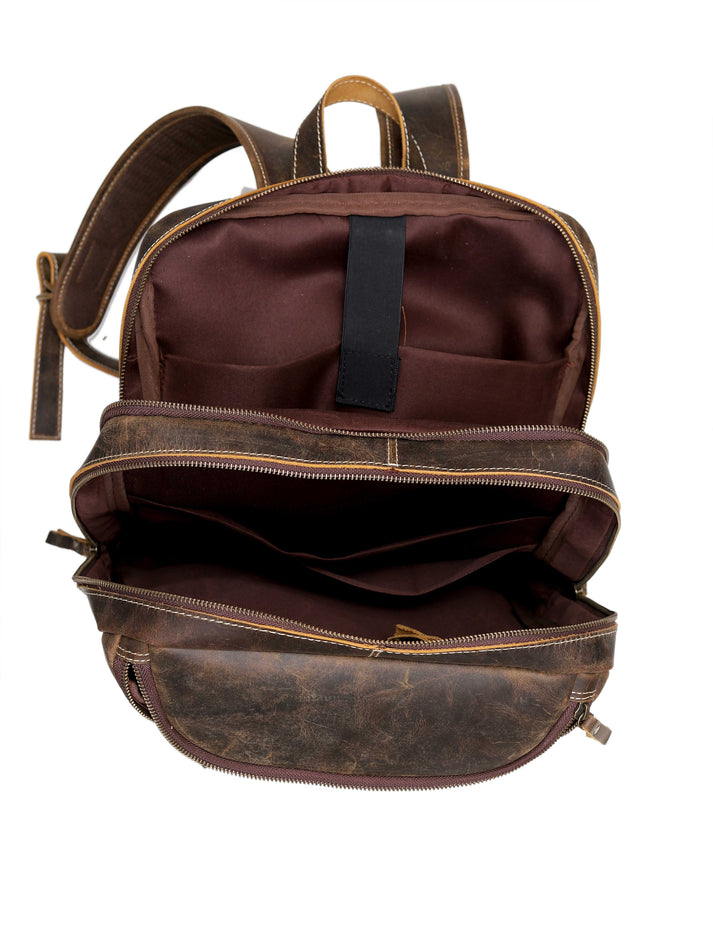 Vintage Style Leather Travel Backpack - Image 2