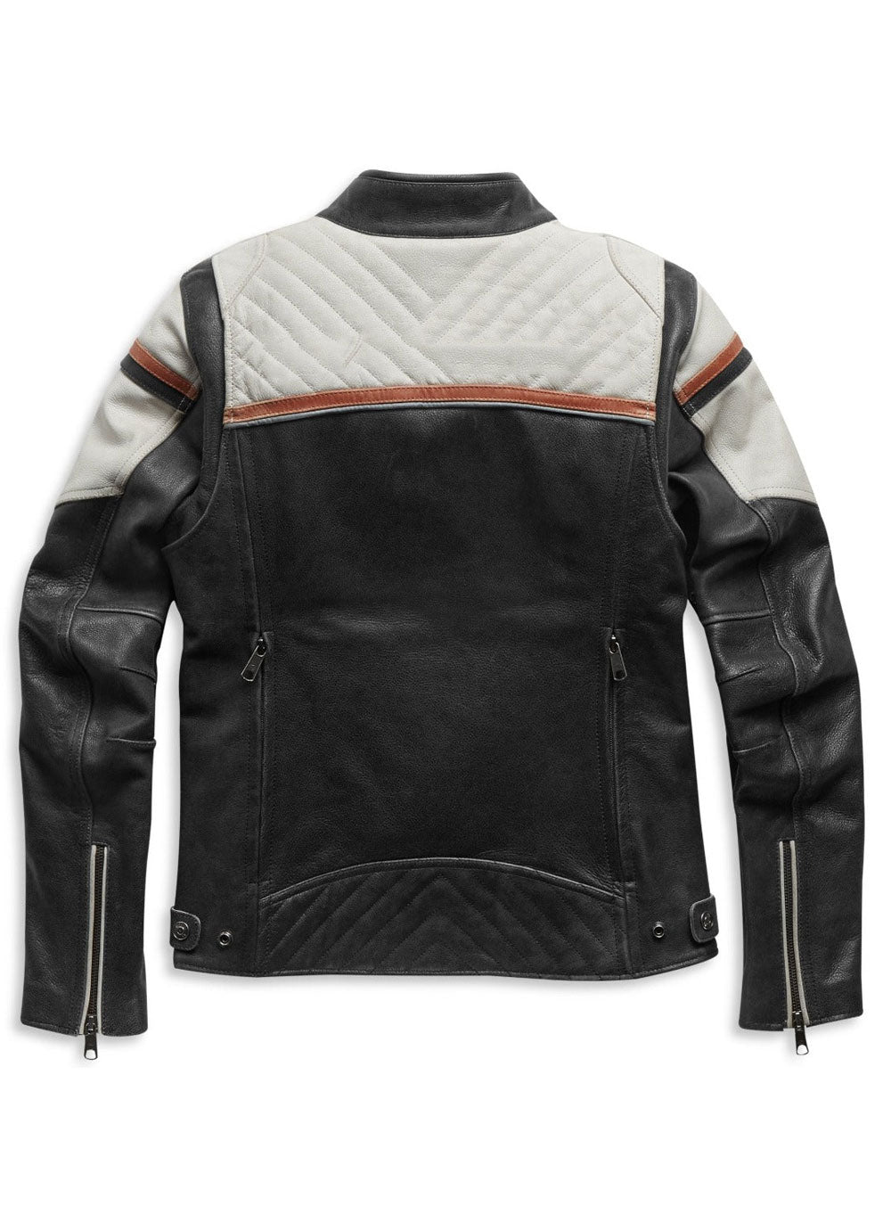 Leather Jacket, White/Black/Orange - Image 2