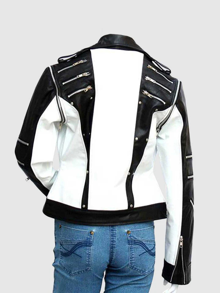 Black & White Leather Jacket - Image 2