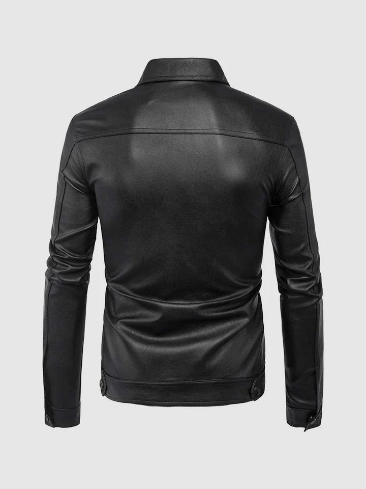 Button Closure Leather Jacket - Image 2