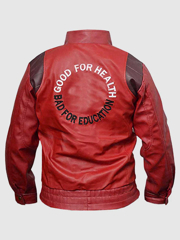 Red Leather Bomber Jacket - Image 2