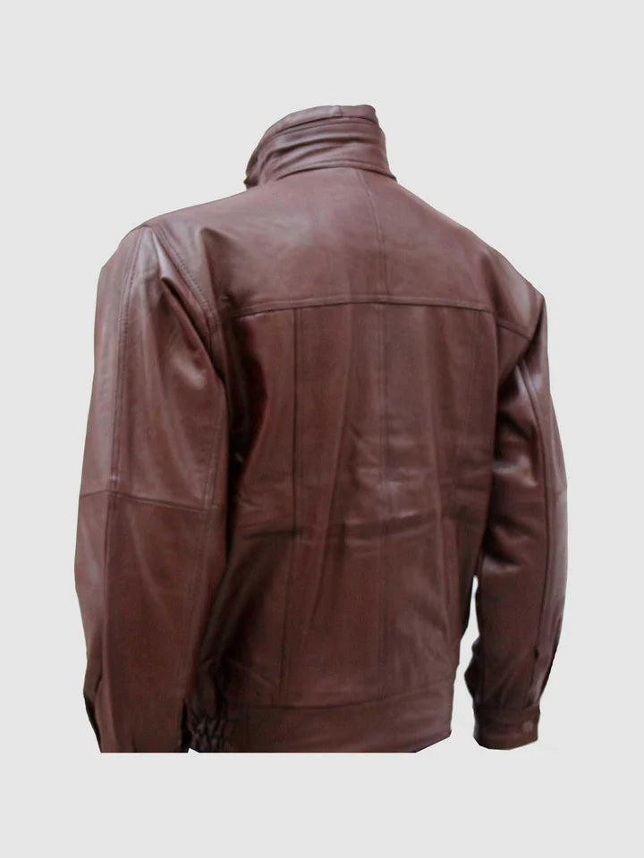 Vintage Leather Bomber Jacket - Image 2