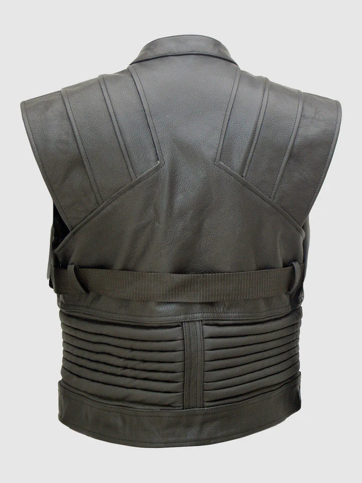 Black & Brown Motorcycle Vest - Image 2