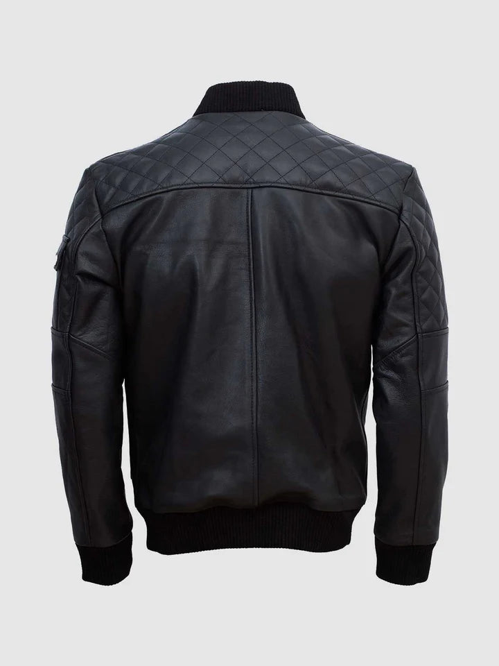Classic Bomber Leather Jacket - Image 2