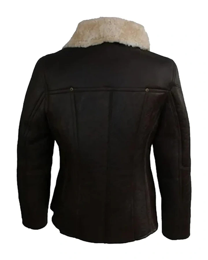 Jessica Vegan Aviator Leather Jacket - Image 2