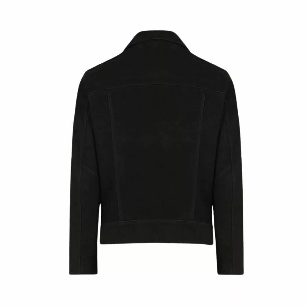 Mens Black Leather Suede Biker Jacket - Image 2