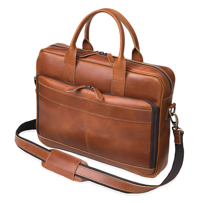 AUSTIN LAPTOP LEATHER BRIEFCASE TAN 1216 - Image 3