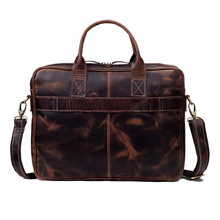AUSTIN LAPTOP LEATHER BRIEFCASE BURGUNDY 16 inch - Image 3