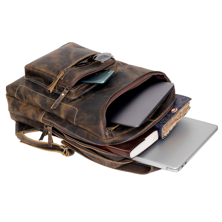 Vintage Style Leather Travel Backpack - Image 4