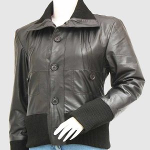 Black Bomber Leather Jacket