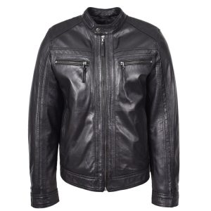 Mens Leather Biker Jacket Motorsport Logos Bobby Red