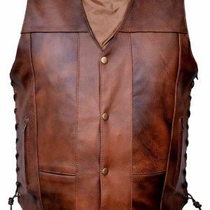 Vintage Brown Leather Vest for Men | Kaida Leathers