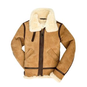 B3 Bomber Suede Leather Shearling Jacket – Unisex Shearling Jacket