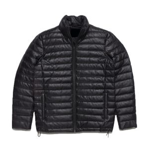 Classic Black Leather Down Jacket