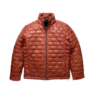 Classic Brown Leather Light Down Jacket