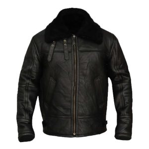 Hardy B-3 Shearling Black Leather Aviator Jacket