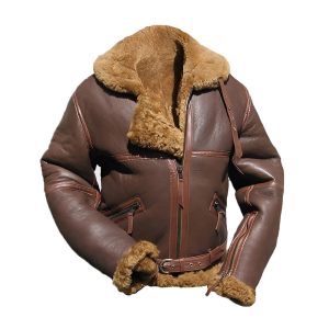 James Men’s Brown B-3 Bomber Leather Jacket