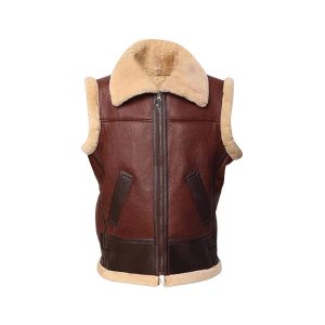 Men’s RAF B-3 Brown Shearling Leather Vest