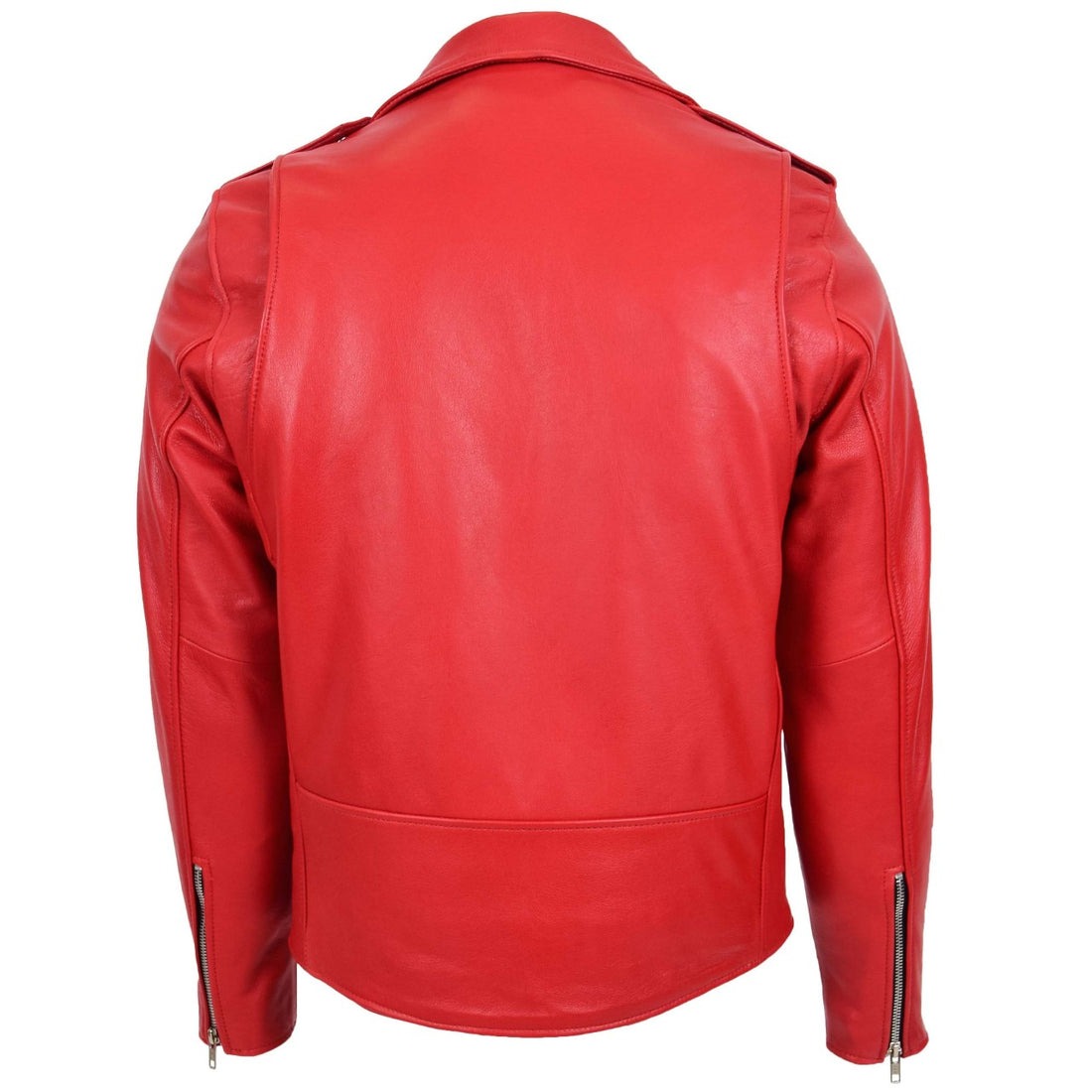 Men’s Red Leather Biker Jacket – Moto Style - Image 2