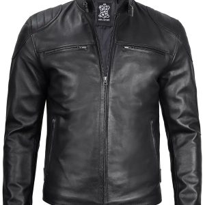Men's Black Biker Style Leather Jacket