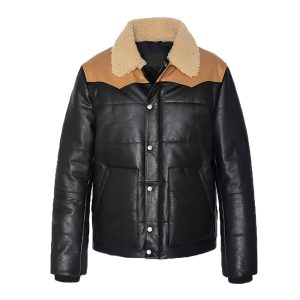 Nathan Men’s Black Bomber Shearling Leather Jacket