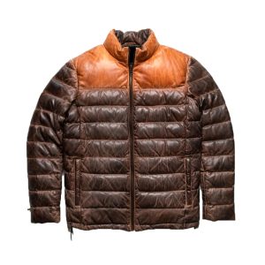 Premium Brown Leather Down Jacket