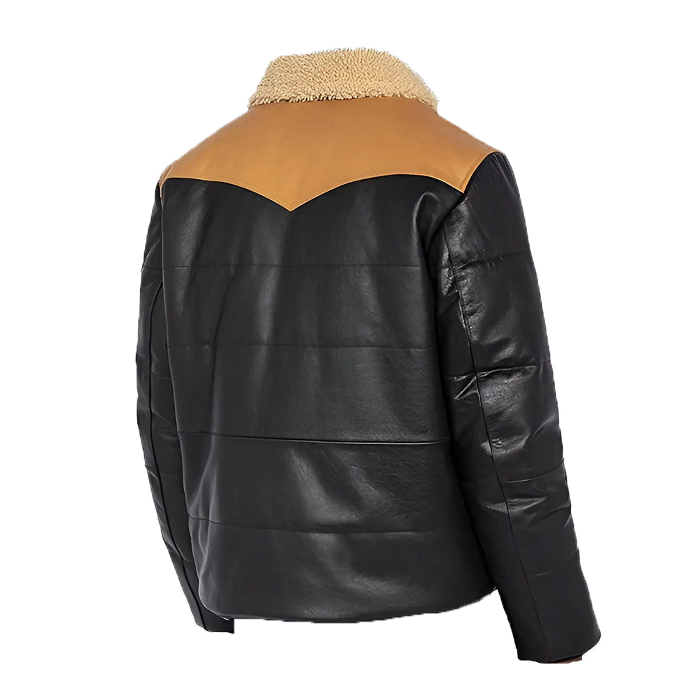 Nathan Men’s Black Bomber Shearling Leather Jacket - Image 2