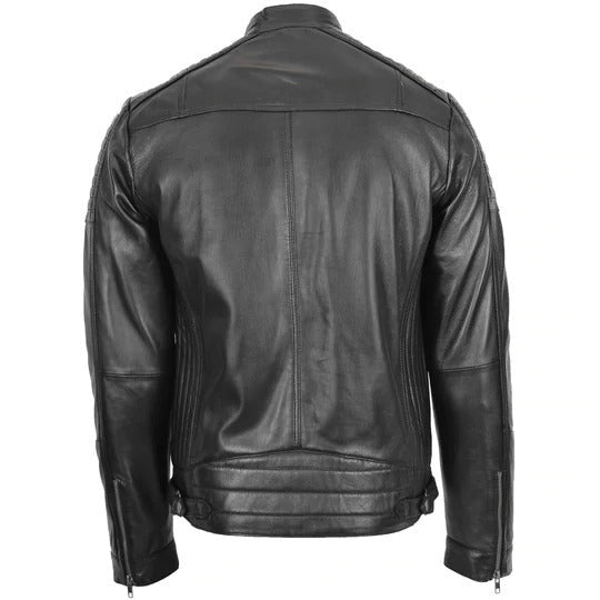 Black Sheepskin Real Leather Jacket Men - Image 2