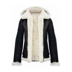 Women Hooded Shearling Jacket