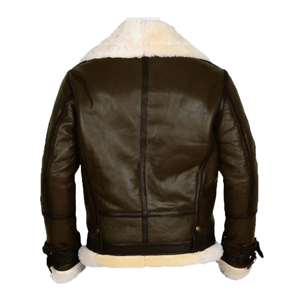 Luz B-3 Shearling Brown Leather Aviator Jacket - Image 2
