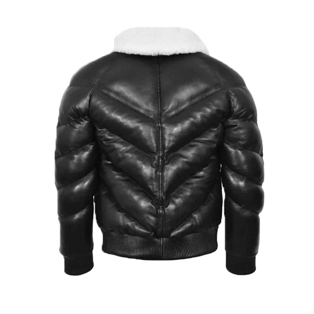 Ace Puffer Classic Padded Fur Collar Jacket White - Image 2