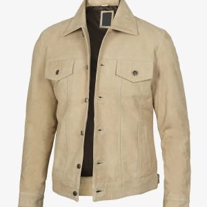 Fernando Men's Camel Suede Trucker Jacket