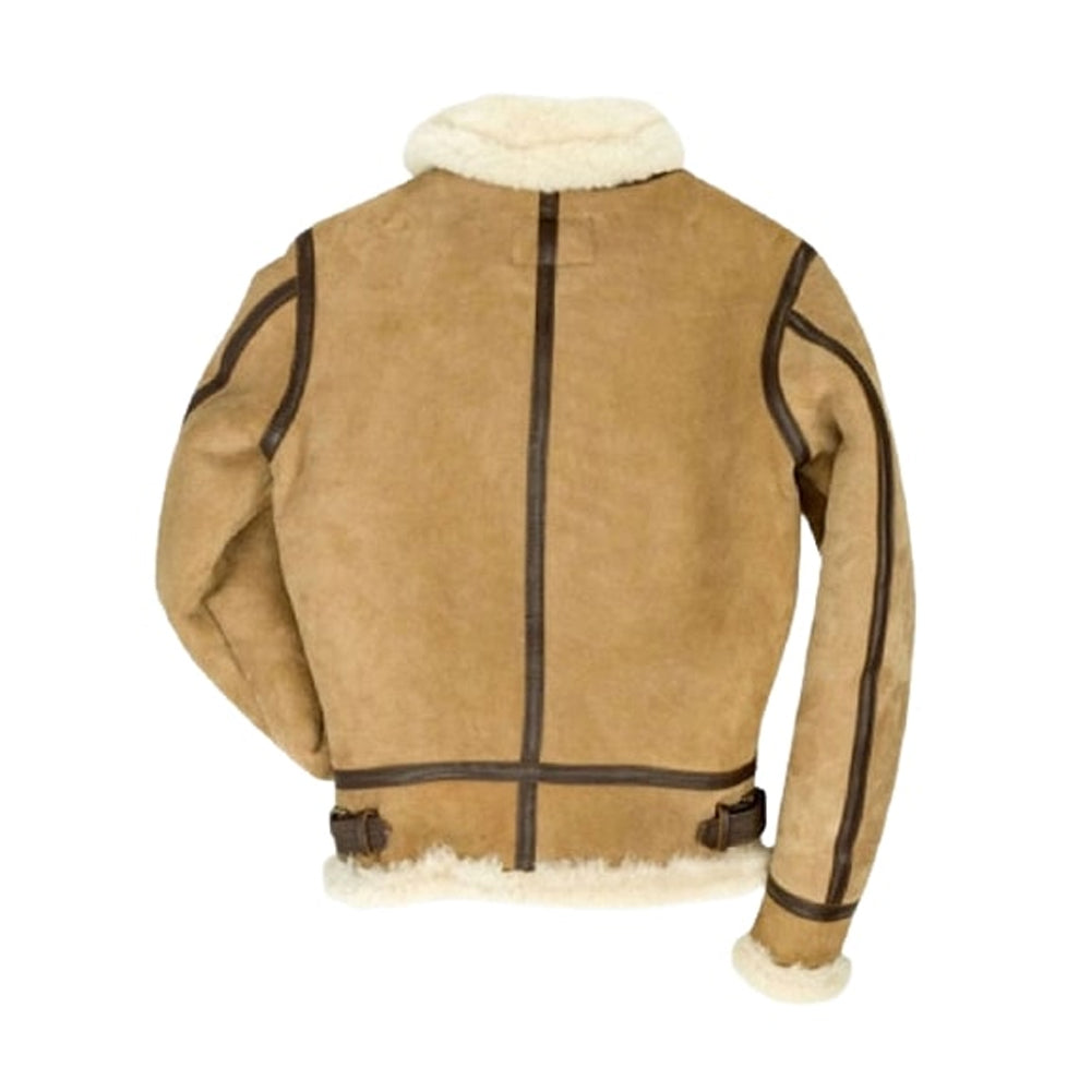 B3 Bomber Suede Leather Shearling Jacket – Unisex Shearling Jacket - Image 2