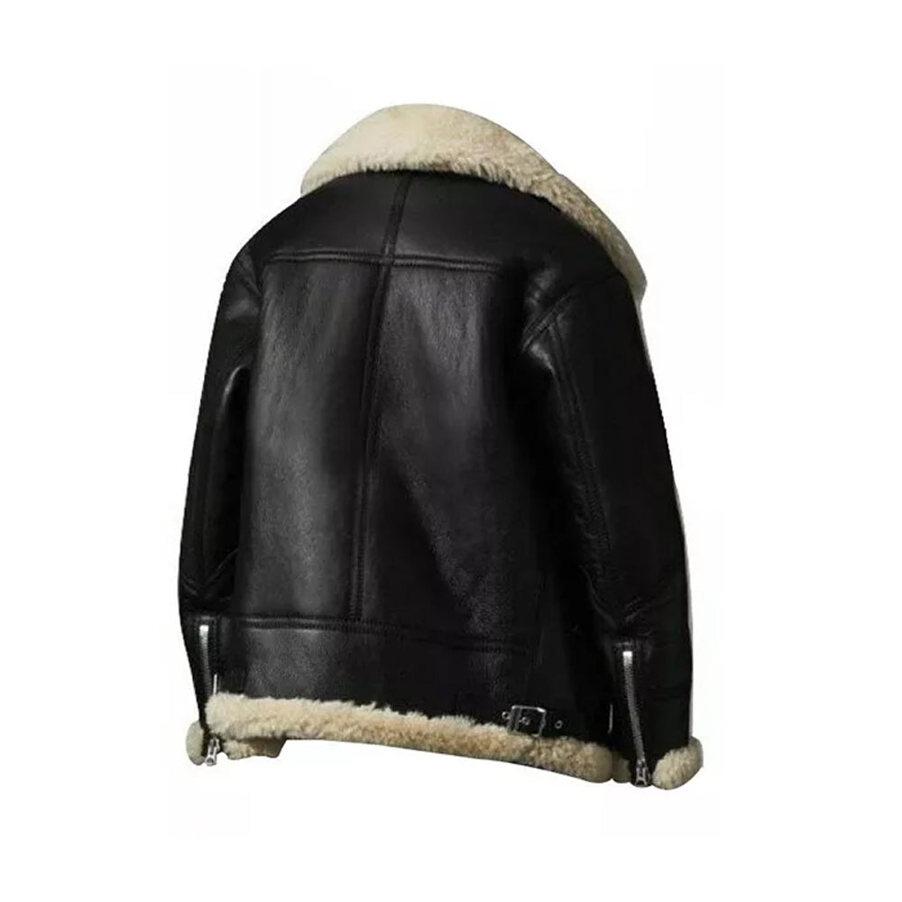 Womens Aviator Ivory Shearling Jacket - Image 2