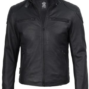 Men's Matte Black Biker Style Leather Jacket